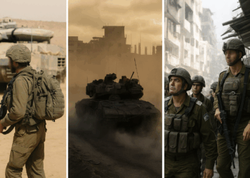 Израильские военные и бронетехника во время операции