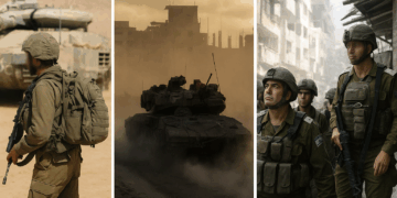 Израильские военные и бронетехника во время операции