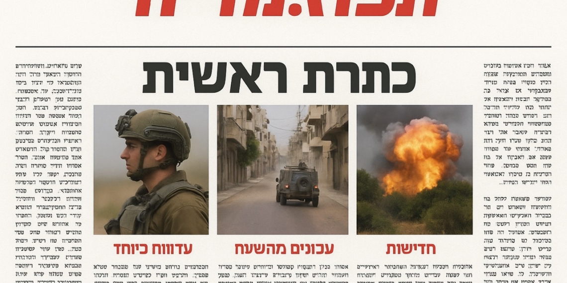 Газетная полоса Tapuz.Media с тремя новостными блоками: протесты, военные действия и политические заявления.